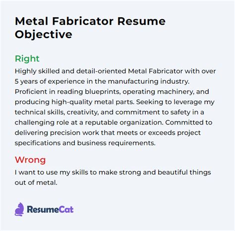 metal fabrication career objective|fabricator objectives for resume.